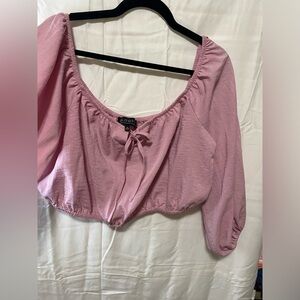 ELOQUII Pink Blouse Size L Gathered Neck on the Shoulder